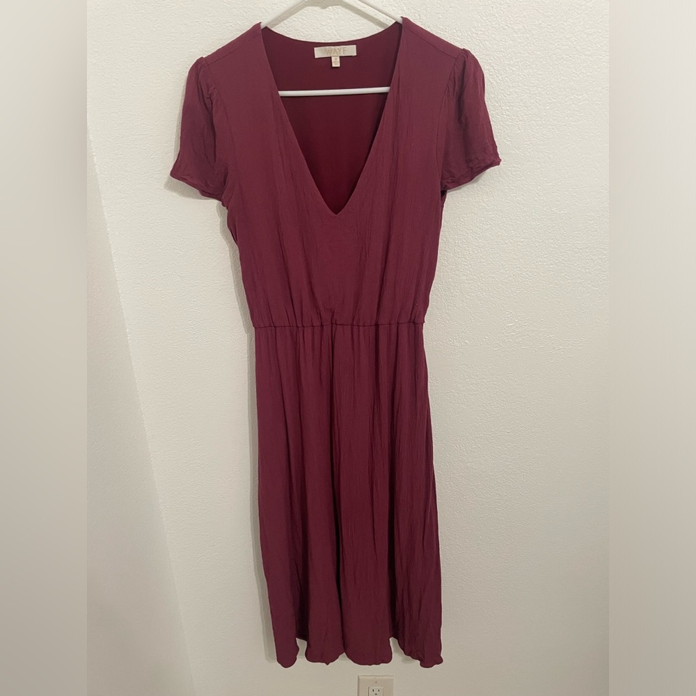 Wayf Maroon midi dress, size M